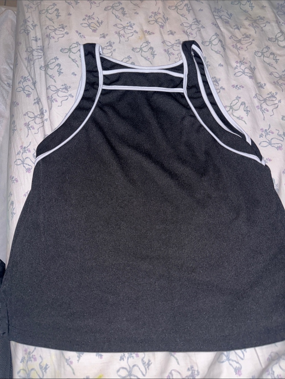Black Racerback Tank with White Trim